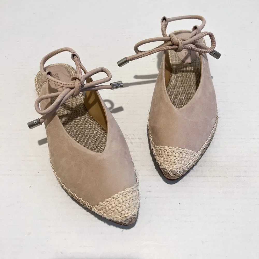Shutz Laba Slingback Ankle Tie Classic Girly Bohemian Espadrille Flats 8.5 - Picture 3 of 8